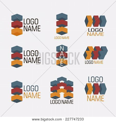 Vector Set Of Abstract Colorful Logos, 3d Icons Isolated. Identity For Company, Web Site Logos.