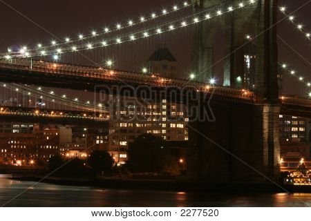 Brooklyn Bridge At Night Close Up