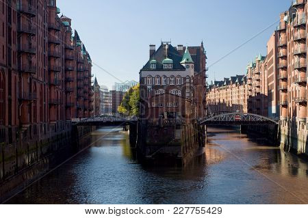 The Famous Wasserschloss (watter Castle) In The Historic Speicherstadt - The Largest Warehouse Distr