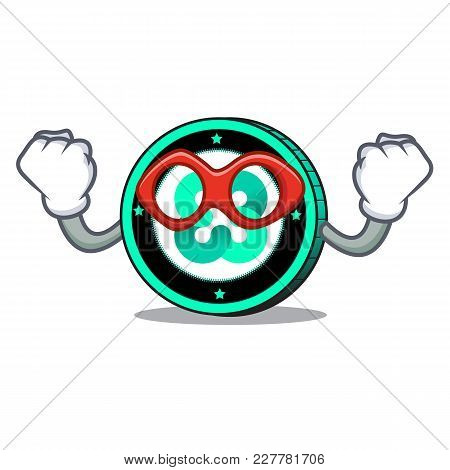 Super Hero Ethos Coin Character Cartoon Vector Illustration