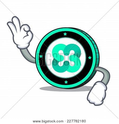 Okay Ethos Coin Character Cartoon Vector Illustration