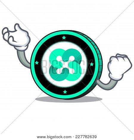 Successful Ethos Coin Character Cartoon Vector Illustration