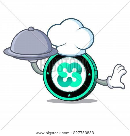 Chef With Food Ethos Coin Mascot Cartoon Vector Illustration