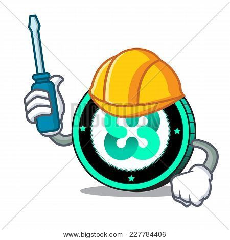 Automotive Ethos Coin Mascot Cartoon Vector Illustration