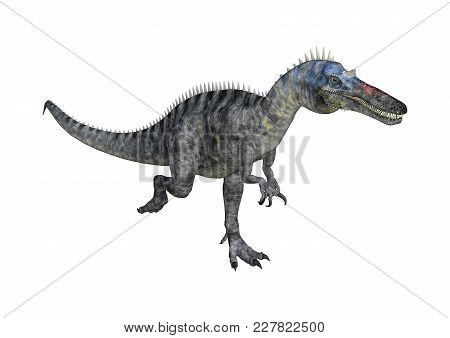 3D Rendering Dinosaur Suchomimus On White