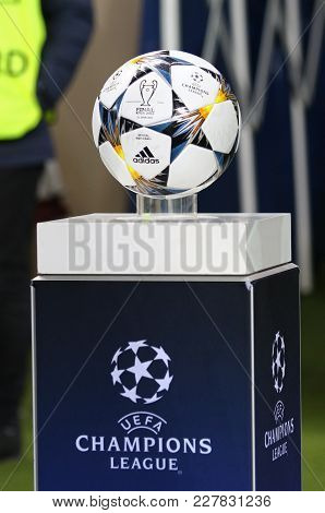 Kharkiv, Ukraine - February 21, 2018: Official Match Ball Of Uefa Champions League Season 2017/18 On