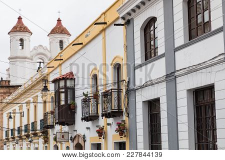Sucre, Boliwia - February 08, 2018: Sucre Is The Constitutional Capital Of Bolivia. Traditional Colo