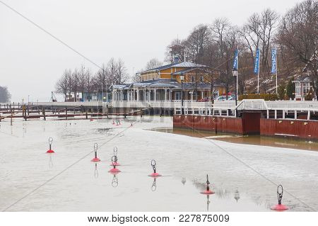 Old Houses On Cloudy, Winter Day In Naantali.
