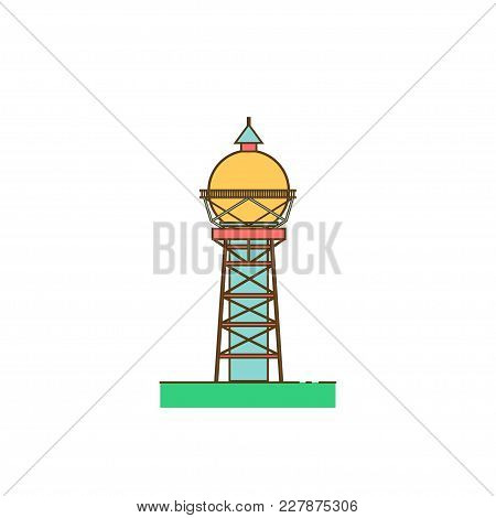 Water Tower Building Colorful Icon. Stock Vector Illustration Of Industrial Construction With Water 
