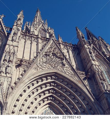 Majestic Building, Historic Church In Europe, Under The Blue Sky