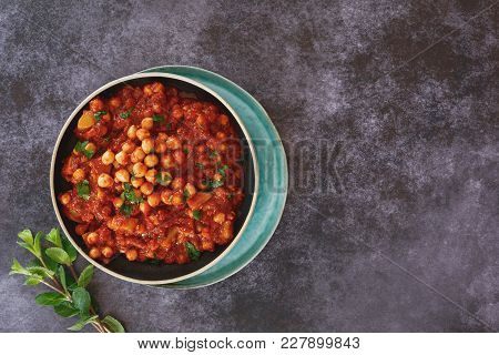 Moussaka Eggplant With Chickpea. Maghmour, Traditional Lebanese Vegetarian Eggplant Stew With Chickp