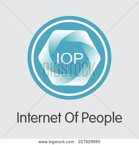 Internet Of People - Crypto Currency Concept. Colored Vector Icon Logo And Name Of Virtual Currency 