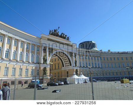 The General Staff Building And Bolshaya Morskaya Street In St. Petersburg, Russia.