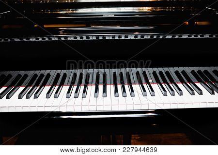 Beautiful close-up of piano keys 