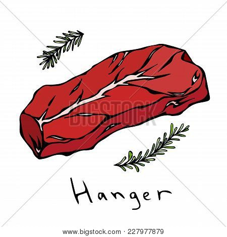 Most Popular Steak Hanger. Beef Cut. Meat Guide For Butcher Shop Or Steak House Restaurant Menu. Han