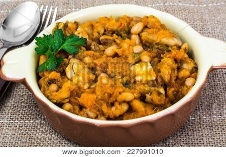 Cassoulet Of Beans And Vegetables. Studio Photo
