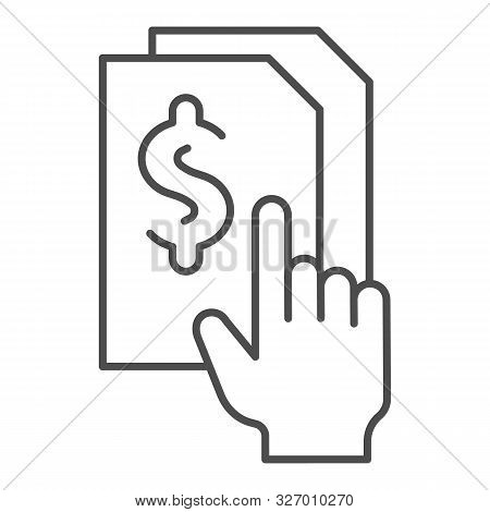 Bill Paper Thin Line Icon. List With Dollar Vector Illustration Isolated On White. Sheet With Dollar