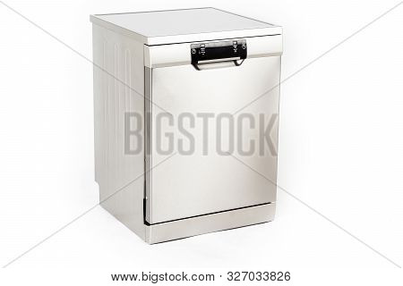 Modern European Freestanding Dishwasher Machine Isolated On White Background