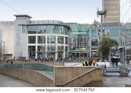 Manchester, Uk - April 21, 2013: People Visit Arndale Center In Shopping Area In Manchester, Uk. Gre