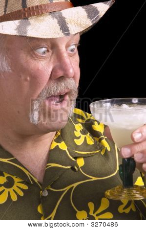 Mand med en Fu mand Chu overskæg, Hat og Margarita
