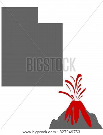 Detailed And Accurate Illustration Of Map Of Utah With Volcano