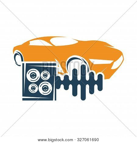 Audio Car System Speaker Box Beat Logo Template Isolated Icon