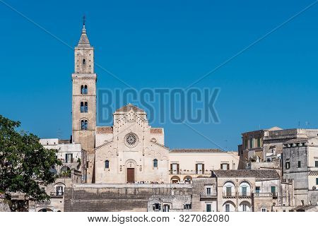 Matera, South Italy, Basilicata, Cathedral Church On Piazza Duomo In Historical Centre Sasso Caveoso