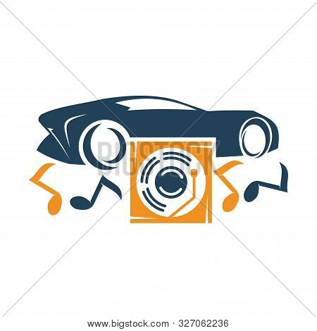 Audio Car System Music Disc Logo Template Isolated Icon Symbol