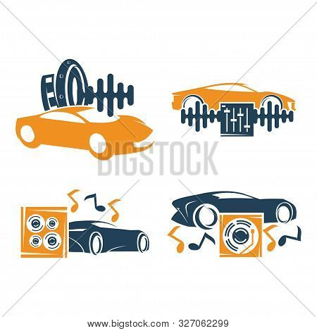 Audio Car System Logo Template Set Icon Symbol Vector