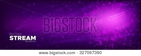 Particle Future. Neon Big Data Analysis. Light Tech Poster. Binary Number Wallpaper. Particle Motion