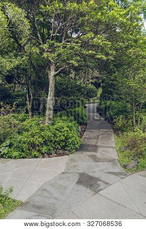 Stone Crosspathes Inside Osulloc Tea Museum Garden In Daylight