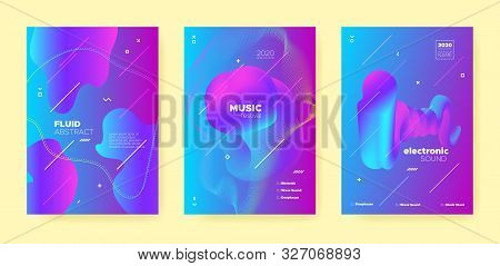 Purple Trance Music Poster. Wave Gradient Blend. Night 3d Banner. Dj Invitation. Blue Dance Music Po