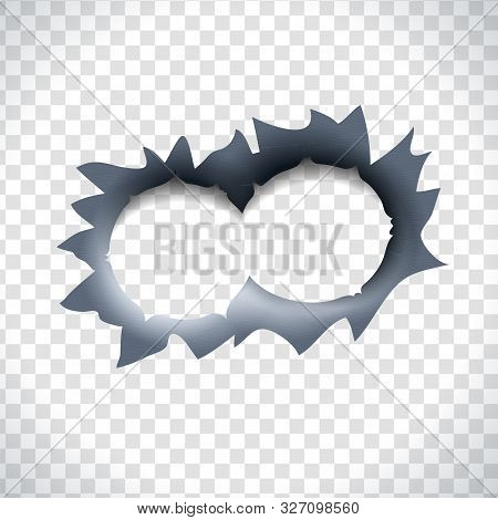 Double Hit Bullet Hole In A Metal Material.
