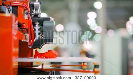 Automatic Three Dimensional 3d Printer Machine Printing Plastic Model At Modern Technology Exhibitio