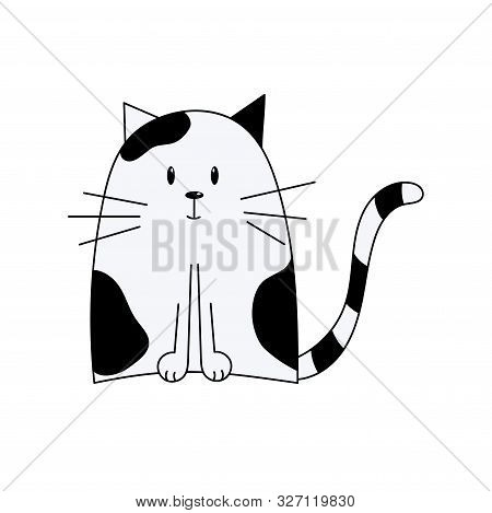 Cute Cartoon Cat. Vector Illustration Of A Spotted Kitten. Isolated Animal On A White Background