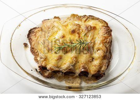 Six Italian Canneloni Pasta Rolls On White
