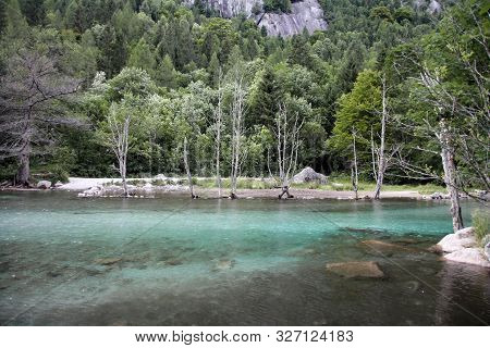 Cyan Water In Val Di Mello In Italy