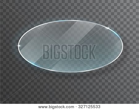 Ransparent Round Circle. Glass Plate Mock Up. Banner. Vector Illustration.