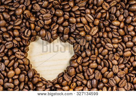 Roasted Coffee Beans With Heart Form