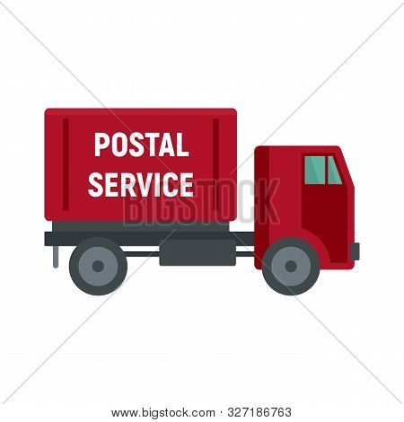 Postal Service Truck Icon. Flat Illustration Of Postal Service Truck Vector Icon For Web Design