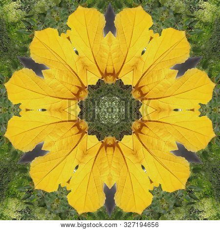 Golden Autumn With Leaves Flying In Mandala