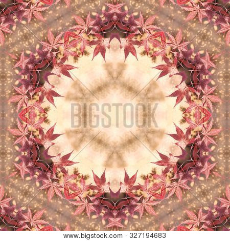 Golden Autumn With Leaves Flying In Mandala