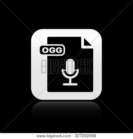 Black Ogg File Document. Download Ogg Button Icon Isolated On Black Background. Ogg File Symbol. Sil