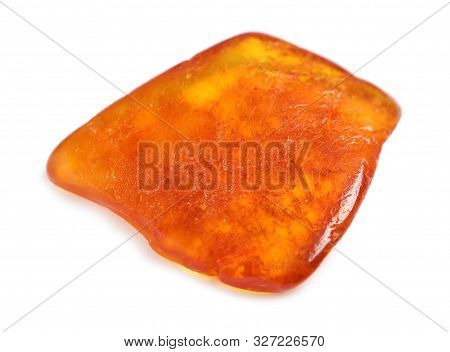 Beautiful Orange Amber Gemstone On White Background