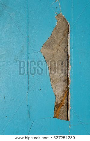 Blue Wall Is Broken Have Cemen Inside