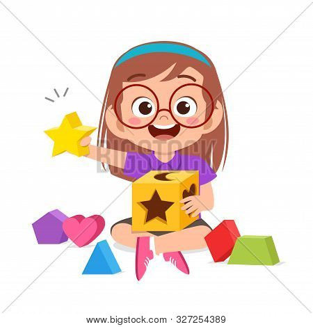 Happy Cute Kids Play Learn 3d Geometry