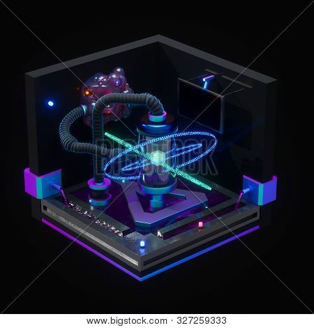 A Dark Chemistry Manufacture Workshop, 3D Rendering.