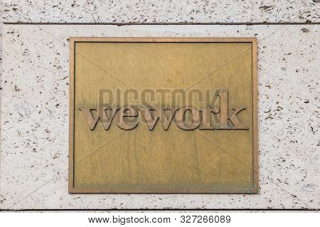 London. 21 May 2019. A View Of Wework Signage In The City Of London In London