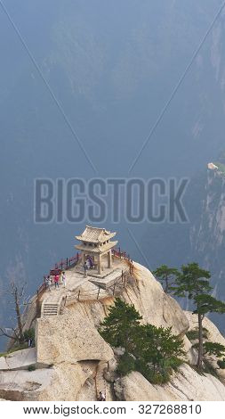 The Chess Pavilion Located On The Top Of The Huashan Mountain, Famous Attraction In China