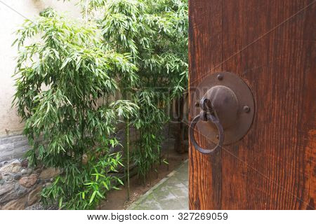Traditional Chinese Residences Interior Wooden Door And Garden In Tianshui Folk Arts Museum Hu Shi F